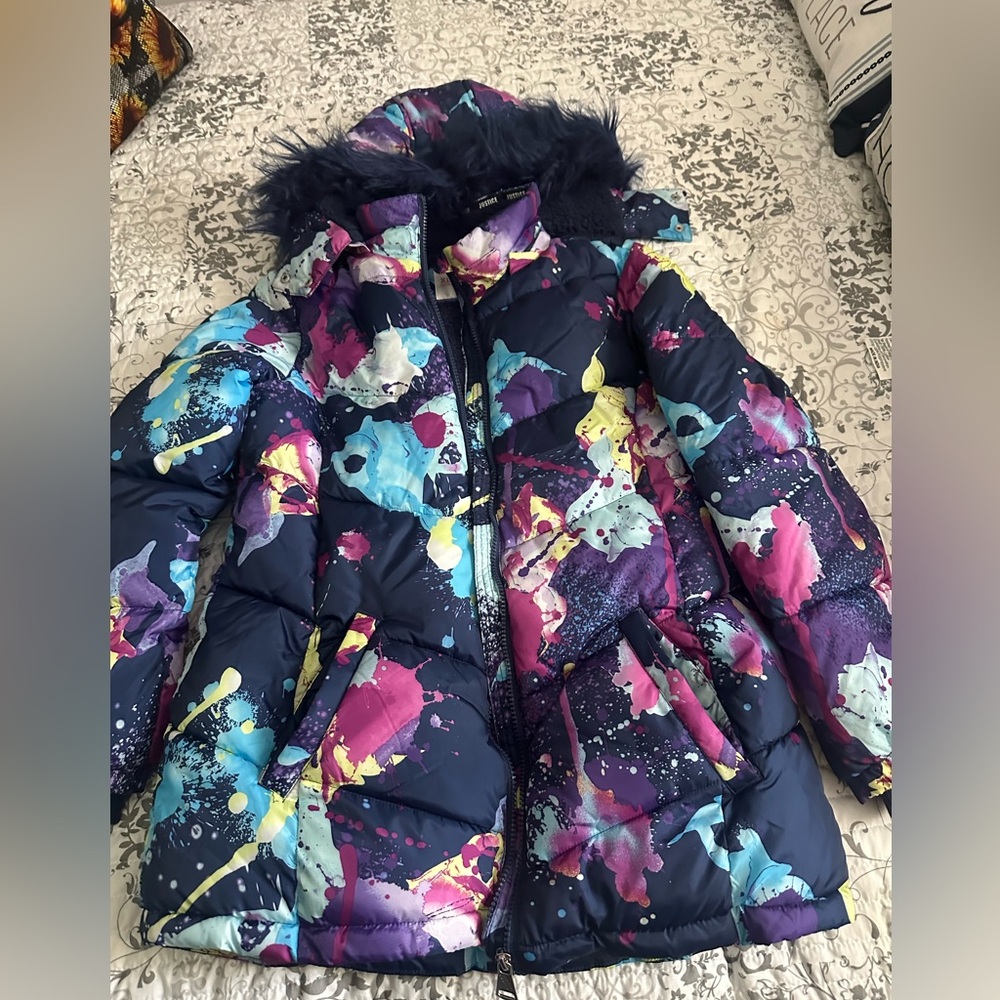 Girls Justice puffer sherpa lined coat xl very good condition